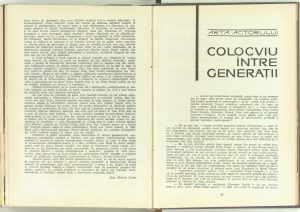 Colocviu între generaţii (participă: Ştefan Ciubotăraşu, Dina Cocea, Toma Caragiu, Gheorghe Dinică), Revista Teatrul nr. 8/1964