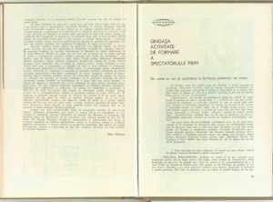 Gingaşa activitate de formare a spectatorului prim (colocviu), Revista Teatrul nr. 3/1969
