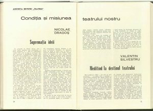 Meditînd la destinul teatrului, Revista Teatrul nr. 11/1974
