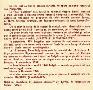 Procesul de creaţie al romanului Maestrul şi Margareta