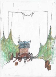 T de Comedie, 2007, schiță decor , Puiu Antemir, la Galy Gay