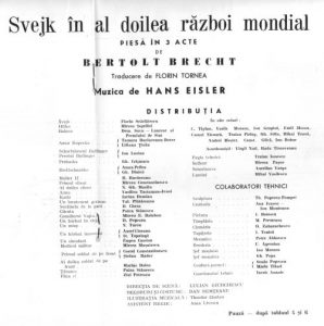 Afis Svejk regia lui L. Giurchescu Teatrul de Comedie 1962
