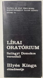 Lírai oratórium,1974. - Műsorfüzet borítója.