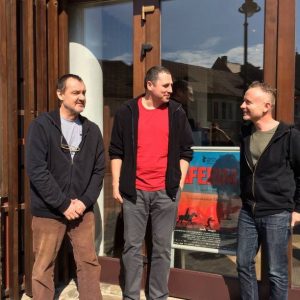 Alexandru Dabija, Radu Jude și Radu Afrim. Sibiu, 2015. Sursă foto: Facebook Oana Stoica