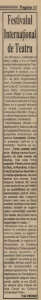 Pali Vecsei, Festivalul Internațional de Teatru în „Tribuna Sibiului”, 30 mai 1998 (anul 114), p. 11