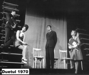 Mitică Popescu în Duelul, de Dario Niccodemi, în regia lui Zoe Anghel Stanca. Teatrul „Tineretului”, Piatra Neamț, 28.04.1968. ©Teatrul „Tineretului”, Piatra Neamț.